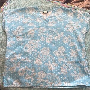 Cherokee Light Blue and White Patterned Top